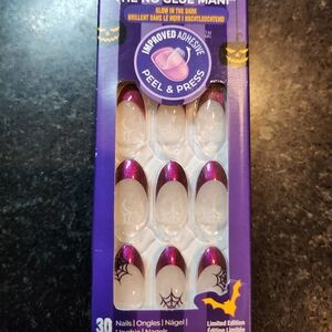 Purple and White Halloween Press-On Nails